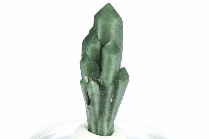Green Hedenbergite Included Quartz Cluster - Mongolia #366514